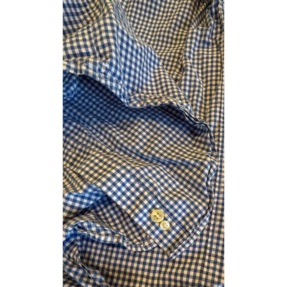 Ralph Lauren Kids Blue White Gingham Button Down Shirt Size M 10-12 Preppy